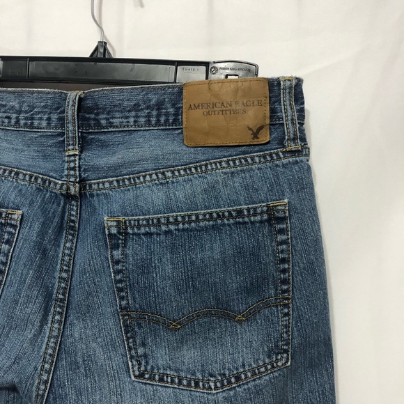 American Eagle Blue Jeans Mens 30x34 Original Straight Medium Wash Distressed - Picture 5 of 7
